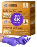 SAFEWAY USA 4000 pcs, Large, 4 Mil Nitrile Disposable Gloves — Multi-Purpose Powder-Free and Non-Latex Textured Fingertips for Medical Use, Nursing, Lab Work, Kitchen Prep, Cleaning, Tattooing & More
