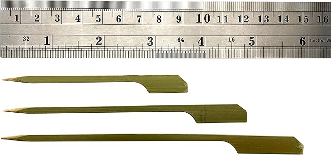 200 Count | KingSeal Natural Green Bamboo Wood Paddle Picks, Skewers for Appetizers and Cocktails, 6.0 Inches - 2 Packs of 100