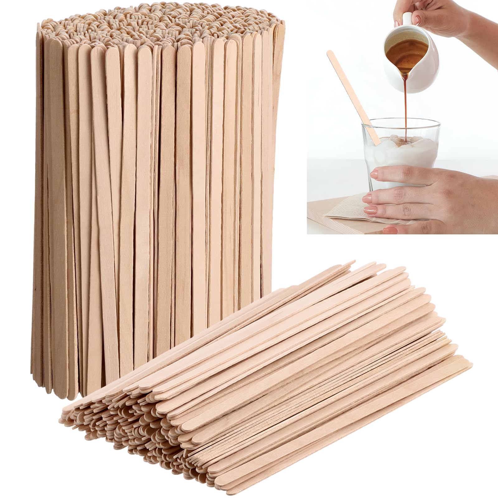 3000 Pack Birch Wood Coffee Stir Sticks 7 Inch Disposable Wooden Coffee Stirrers Bulk Cakesicle Sticks Long Tea Stirring Stick Round End Swizzle Beverage Mixer for Cocktail Hot Chocolate Drink Summer