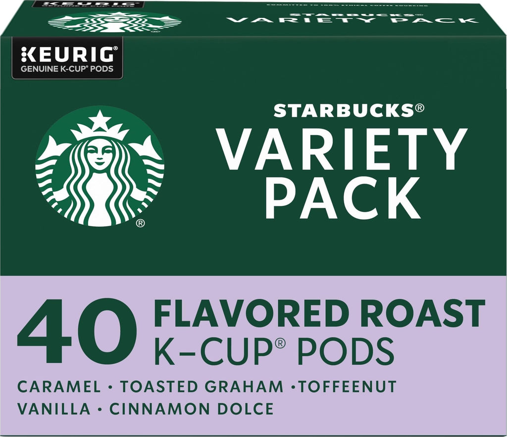 Starbucks K-Cup Coffee Pods, Flavored Hot or Iced Coffee, Variety Pack, 40 Keurig Pods
