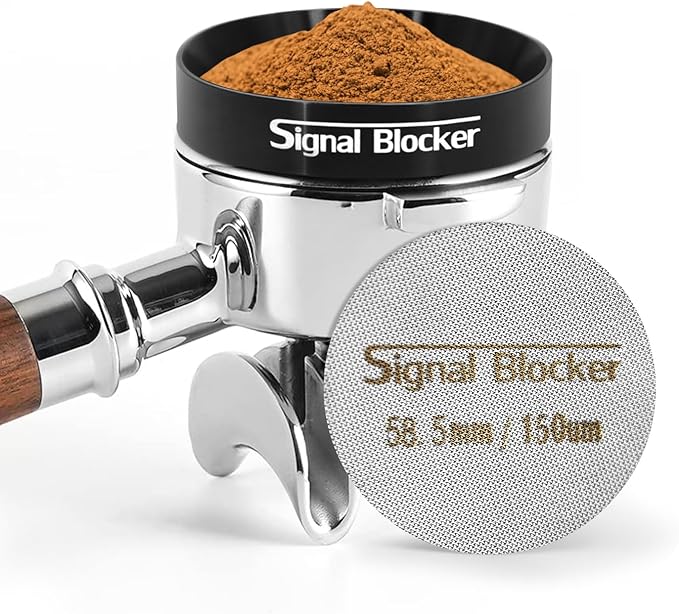 58mm Espresso Dosing Funnel & 58.5mm Puck Screen for Gaggia: Magnetic Coffee Dosing Ring Aluminium Metal - Reusable 1.7mm Thickness 150μm Puck Screen 316 Stainless Steel | Fits All 58mm Portafilters