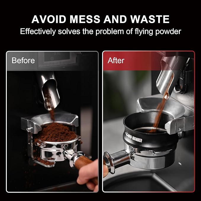 MHW-3BOMBER 58mm Espresso Dosing Funnel Magnetic Coffee Dosing Ring Portafilter Funnel Barista Tools Compatible with 58MM Portafilter DR5546B-OS
