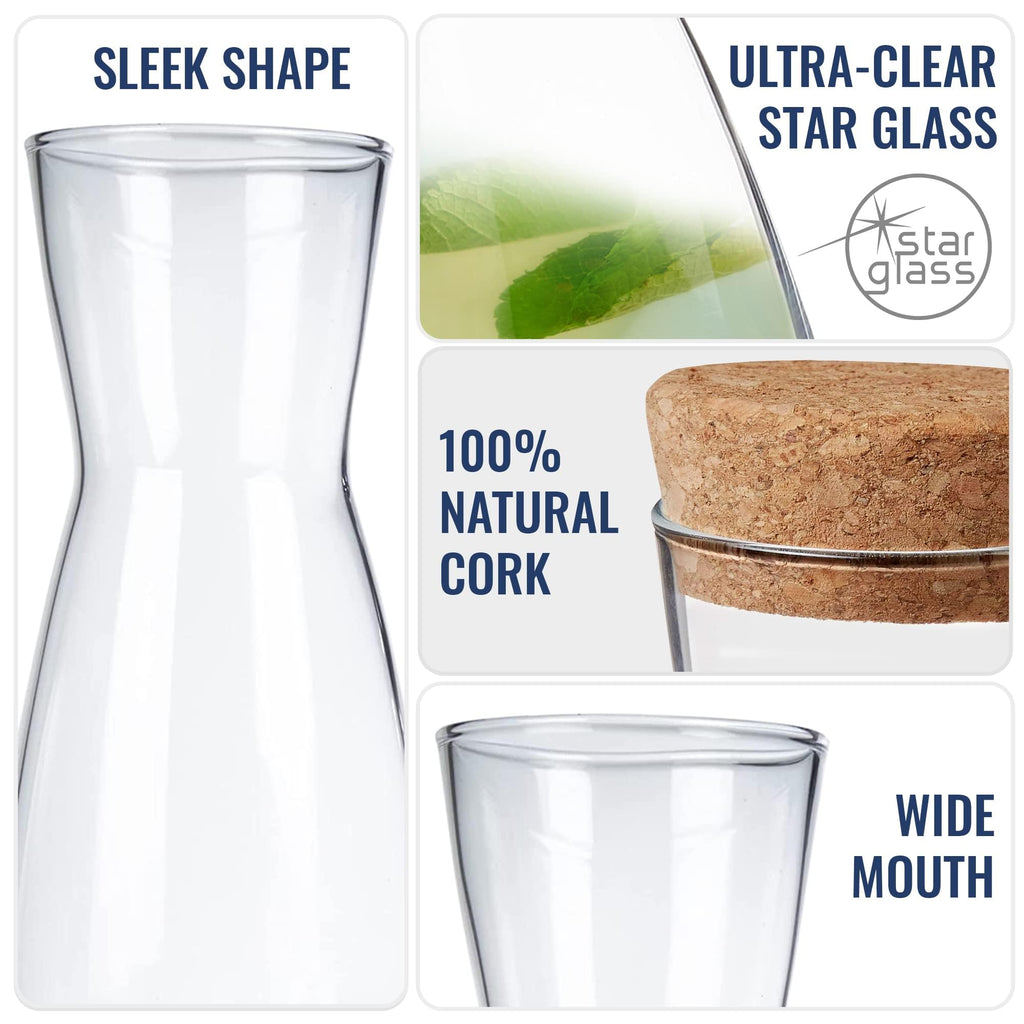 Bormioli Rocco Ypsilon Cork Top Carafe, 36.5 oz - Clear, Set of 2