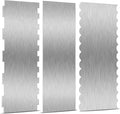 3 Pieces 8.7 Inche Stainless Steel Cake Scraper，Double Sided Patterned Edge Stripe Edge Smoother Scraper Cake Decorating，Cake Decorating Comb Cake Scraper (3, 3)