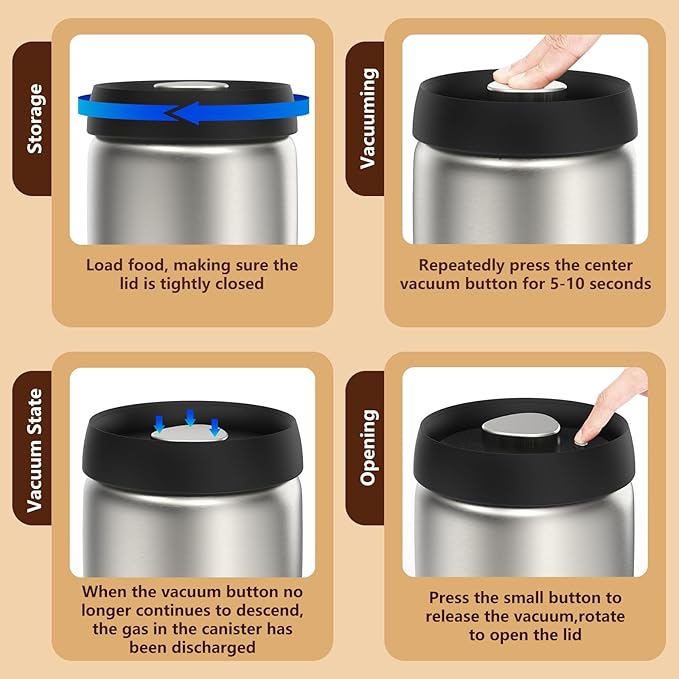Vacuum Glass Jar with Airtight Lid,13.5floz/400ml Borosilicate Glass Coffee Canister Container,Perfect for Coffee Beans & Grounds,Loose Leaf Tea,Candy,Sugar,Nuts,Spices
