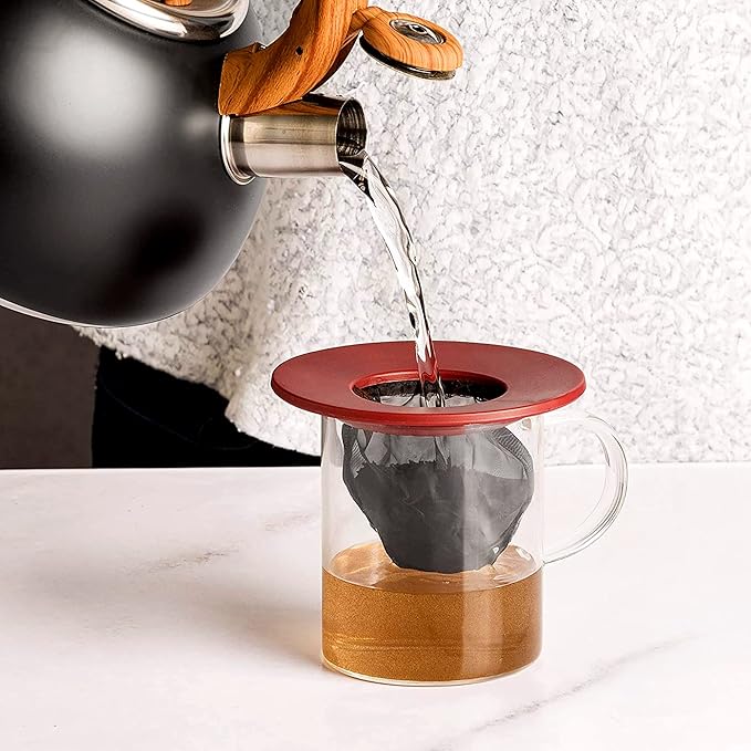 Primula Brew Buddy Portable Pour Over, Reusable Fine Mesh Filter, Dishwasher Safe, Single Serve Coffee or Tea at Any Strength, Ideal for Travel or Camping, Red, 2-Pack (Pack of 6)