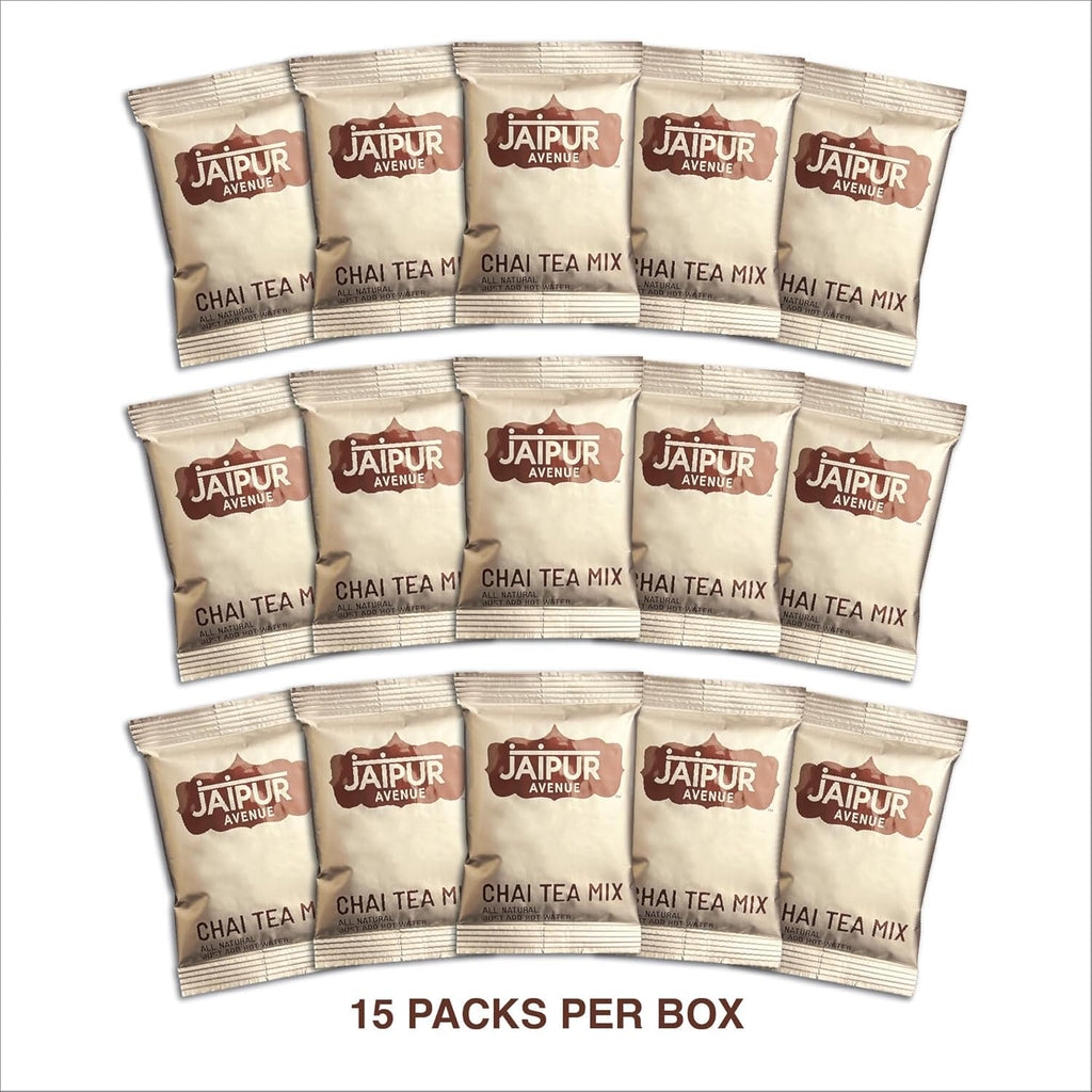 Jaipur Avenue Cardamom Chai Tea Mix Crafted with All-Natural Assam Black Tea, Cardamom, Cane Sugar, and Premium Dry Milk - Preservative-Free, Gluten-Free, Authentic Indian Chai Tea Latte (15 Servings)