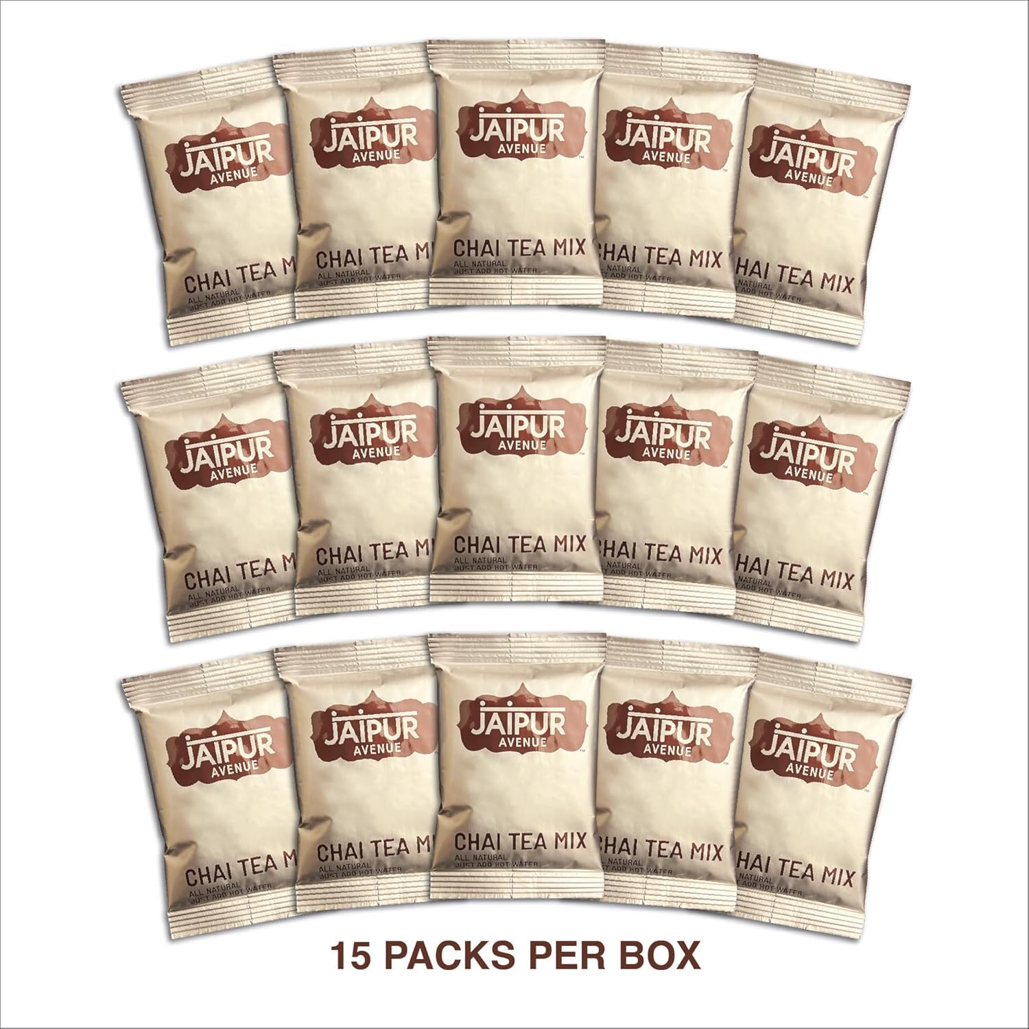 Jaipur Avenue Cardamom Chai Tea Mix Crafted with All-Natural Assam Black Tea, Cardamom, Cane Sugar, and Premium Dry Milk - Preservative-Free, Gluten-Free, Authentic Indian Chai Tea Latte (15 Servings)