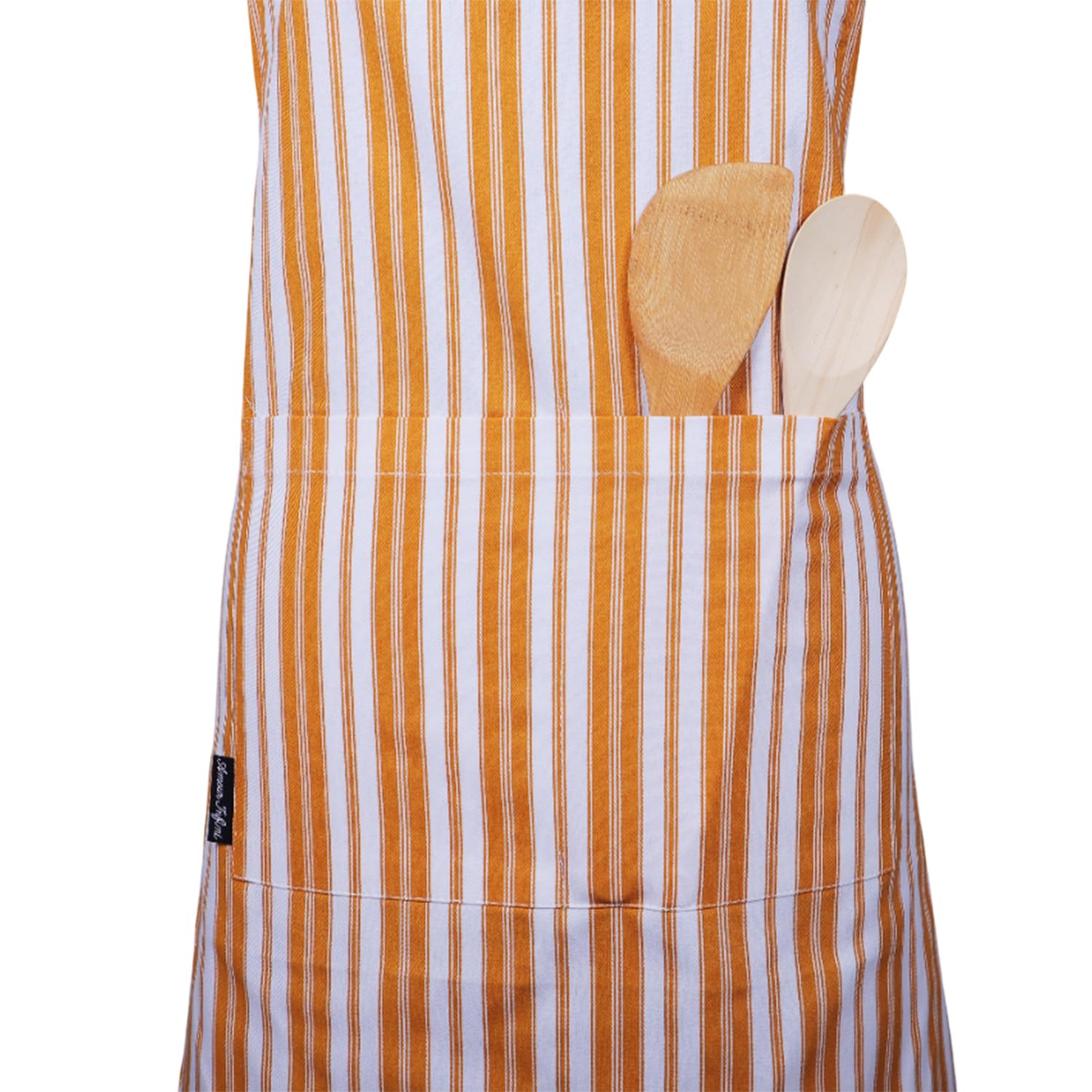AMOUR INFINI Cotton Aprons for Women with Pockets Adjustable Strap and Waist Ties Reusable Printed Aprons for Baking, Cooking, Gardening (27.5 x 33 Inches - Yellow)