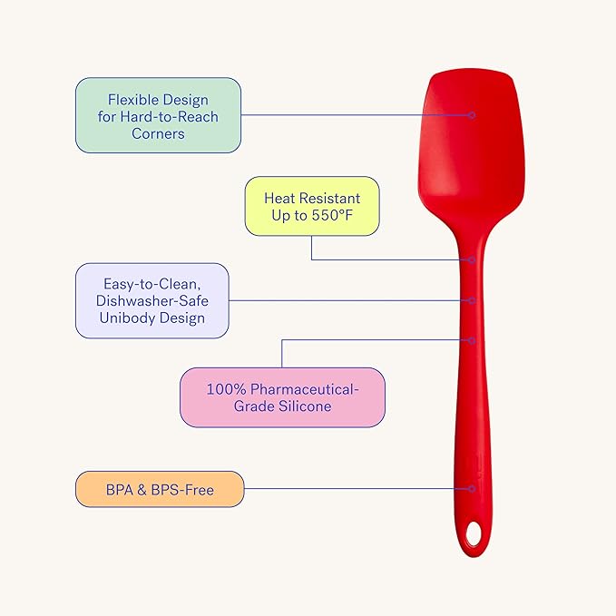 GIR: Get It Right Mini Silicone Spoonula Spatula - 8.3 In L x 1.8 In W, Black - Nonstick & Heat Resistant Kitchen Spatula - Seamless Single-Piece Design - Baking & Cooking Utensil