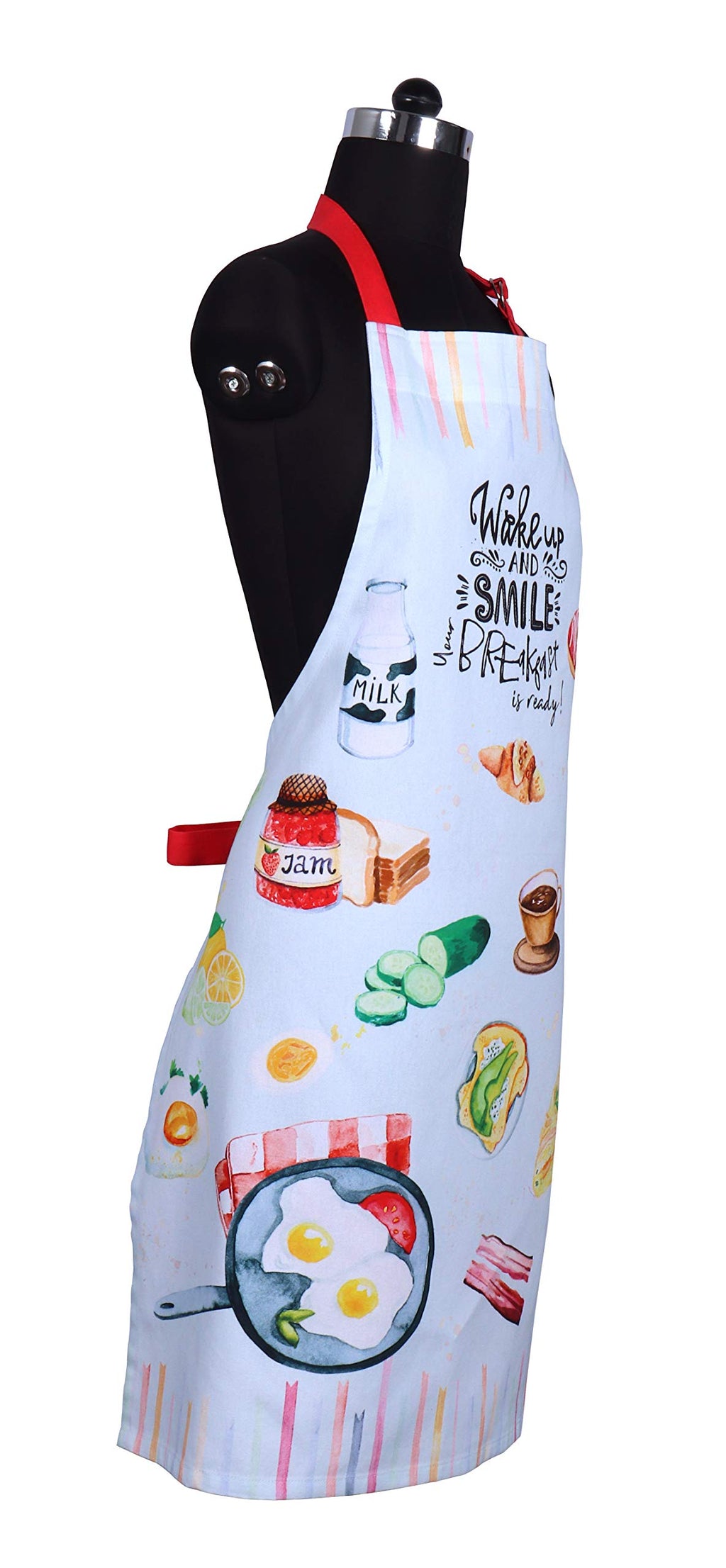 AMOUR INFINI Aprons for Women Cotton Washable Breakfast Apron 27.5 x 33 Inches Adjustable Strap & Waist Ties for Baking Cooking Gardening Spring Apron