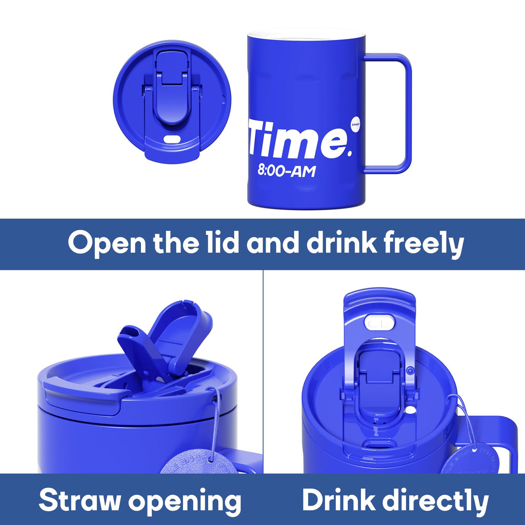 Sidagar 18 oz Stainless Steel Insulated Coffee Mug with Handle and Lid, Double Wall Vacuum Travel Mug, Tumbler Cup with Sliding Lid, Resuable Insulated Coffee Tumbler, Blue