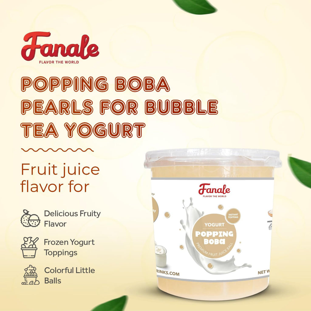 Fanale Yogurt Popping Boba Pearls for Bubble Tea and Drinks, 7 lb, 4 Packs