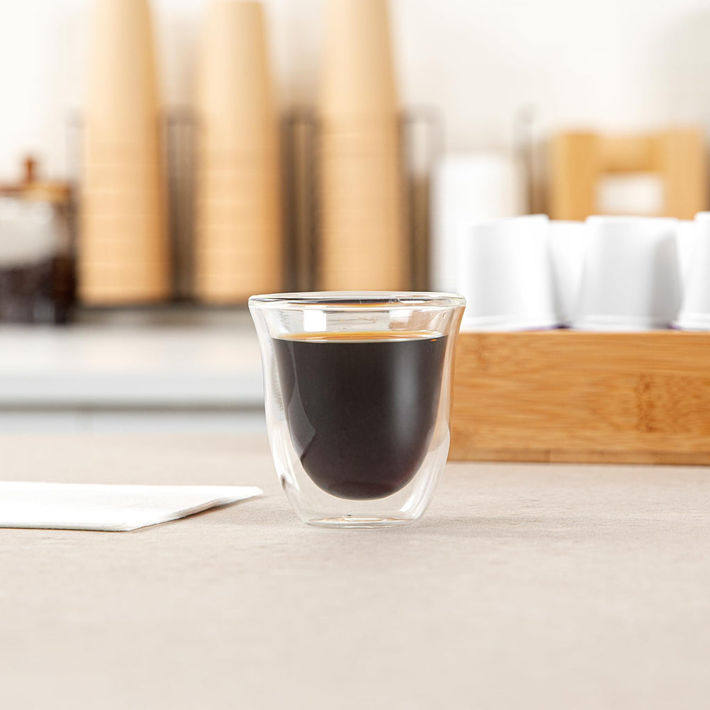 Restaurantware Coffee Cup 2 Pack of 2.72 oz Insulated Double-Wall Glass Borosilicate Coffee Cup Espresso Shot Dishwasher Safe For Hot Drinks