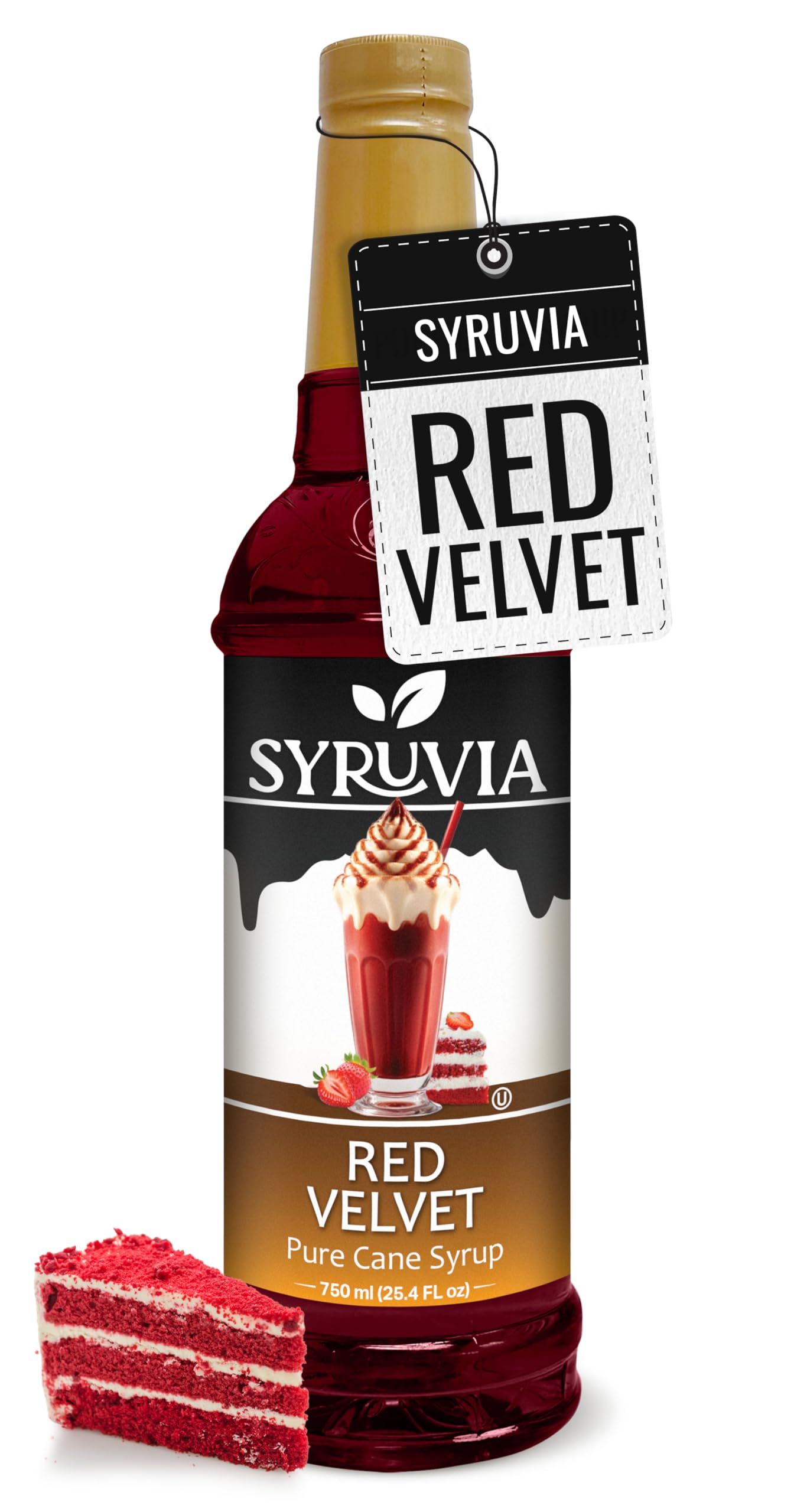 Syruvia Red Velvet Syrup, Flavored Syrup for Lattes, Drinks, Cappuccinos, Iced Coffees, Espresso Drinks – 25.4 fl oz