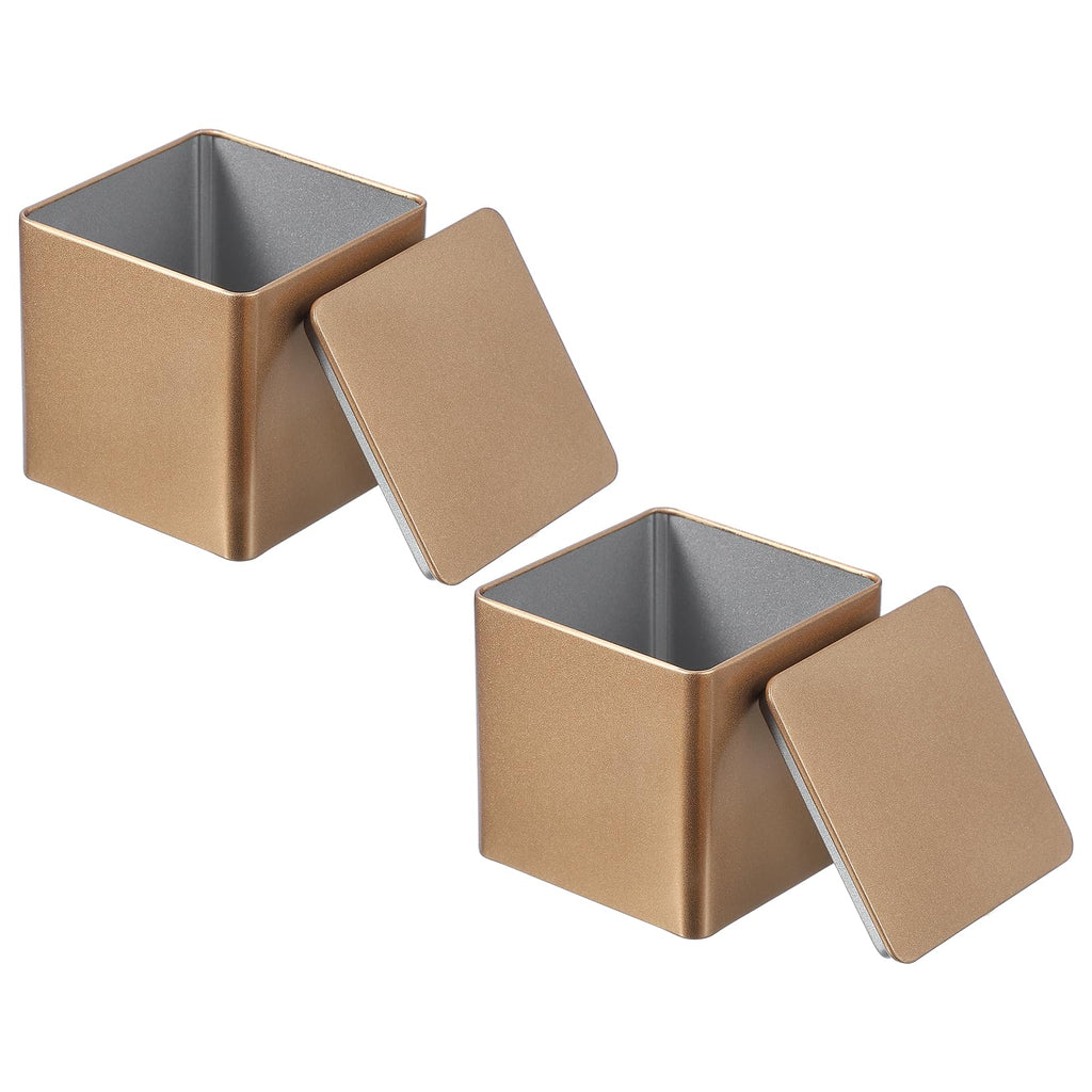 PATIKIL Metal Tea and Tin Set 3.35"x3.35"x3.35", 2 Pcs Airtight Storage Square Container with Lid for Loose Tea Coffee Candy Treats Gifts Spice DIY, Black