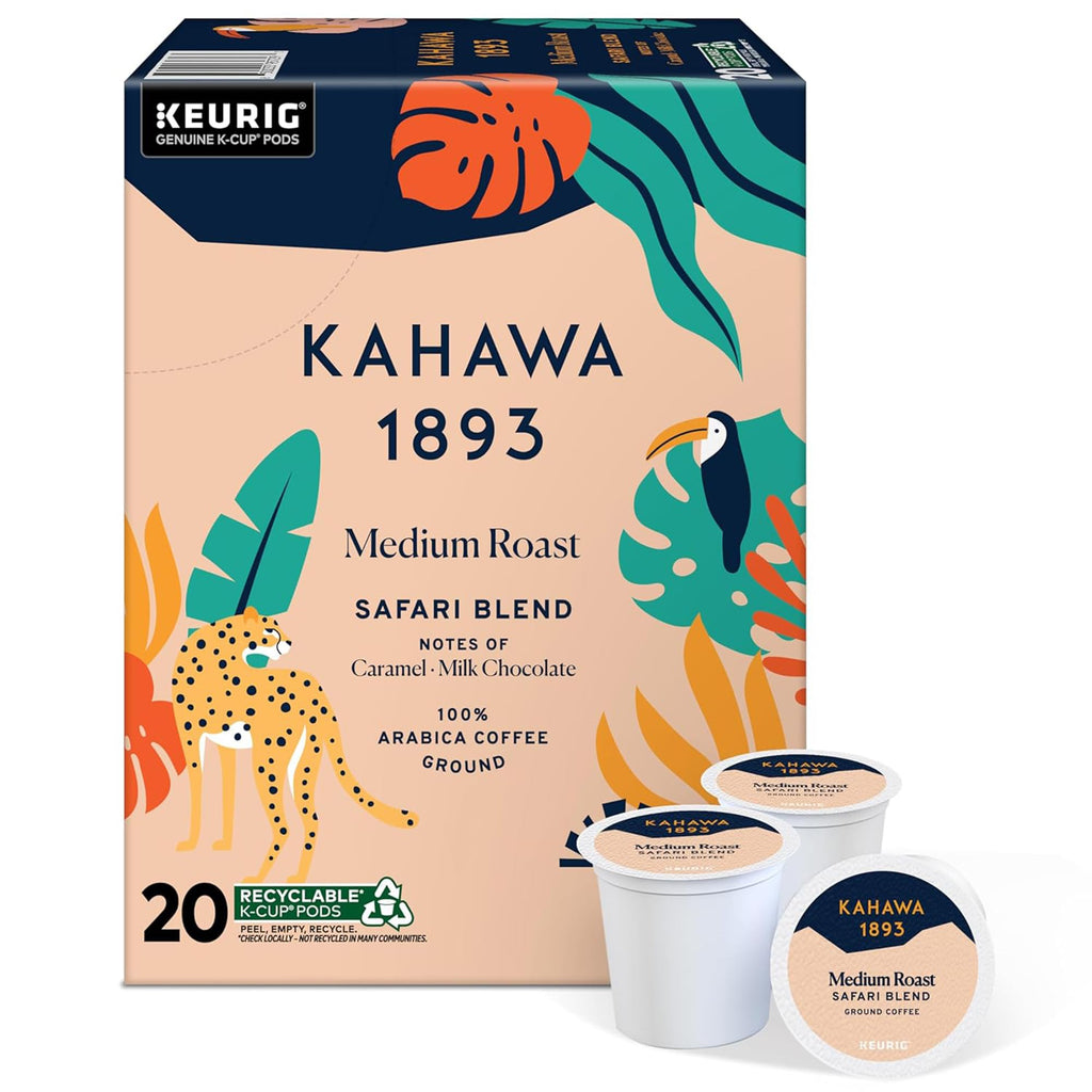 Kahawa 1893 Medium Roast Coffee K-Cup Pods Safari Blend (20 Count)