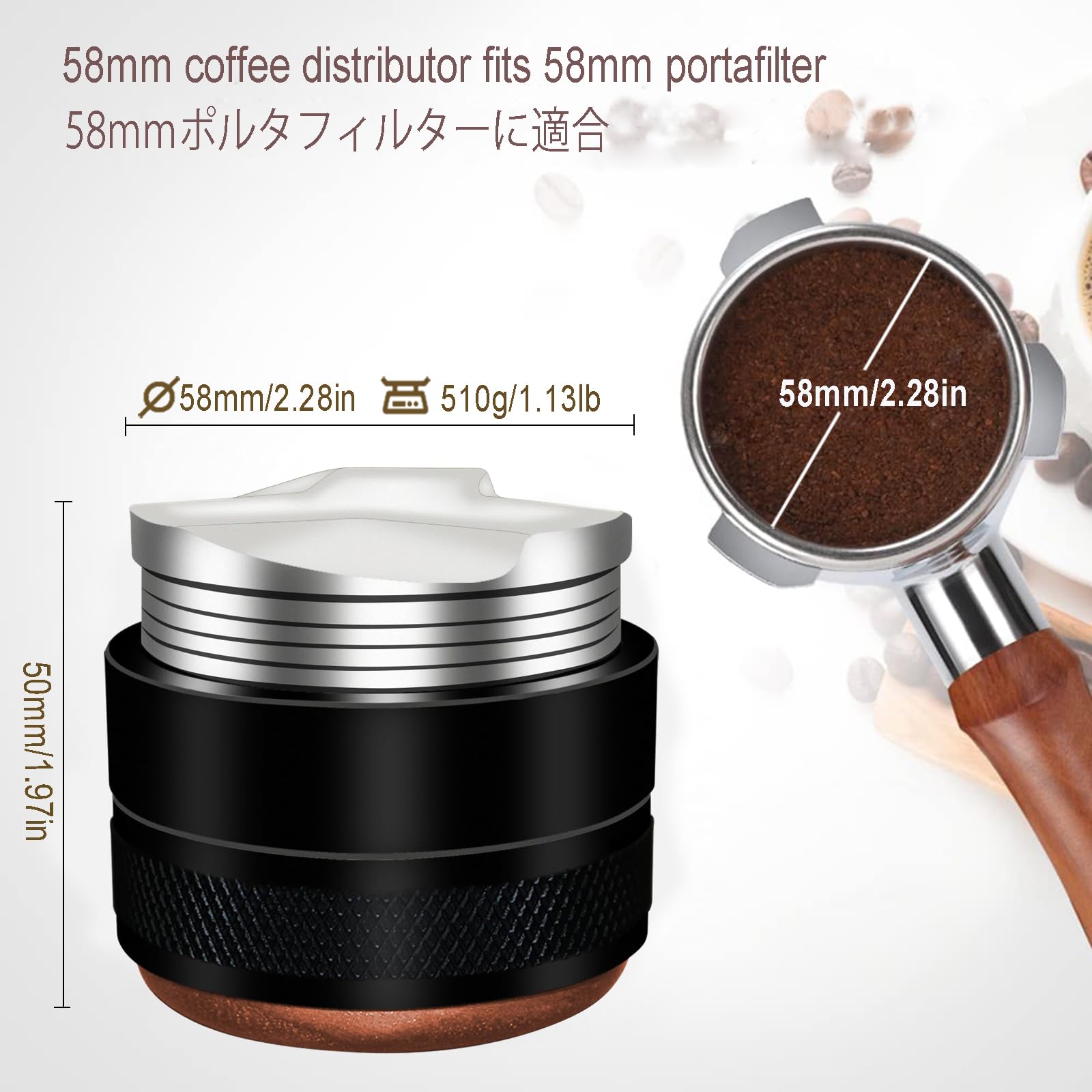 JOYONE Espresso Distributor Stainless Steel Coffee Distribution Tool,Adjustable Depth Espresso Distributor Leveler with Walnut Wood,3 Angled Slopes Adjustable Palm Espresso Distributor Tool