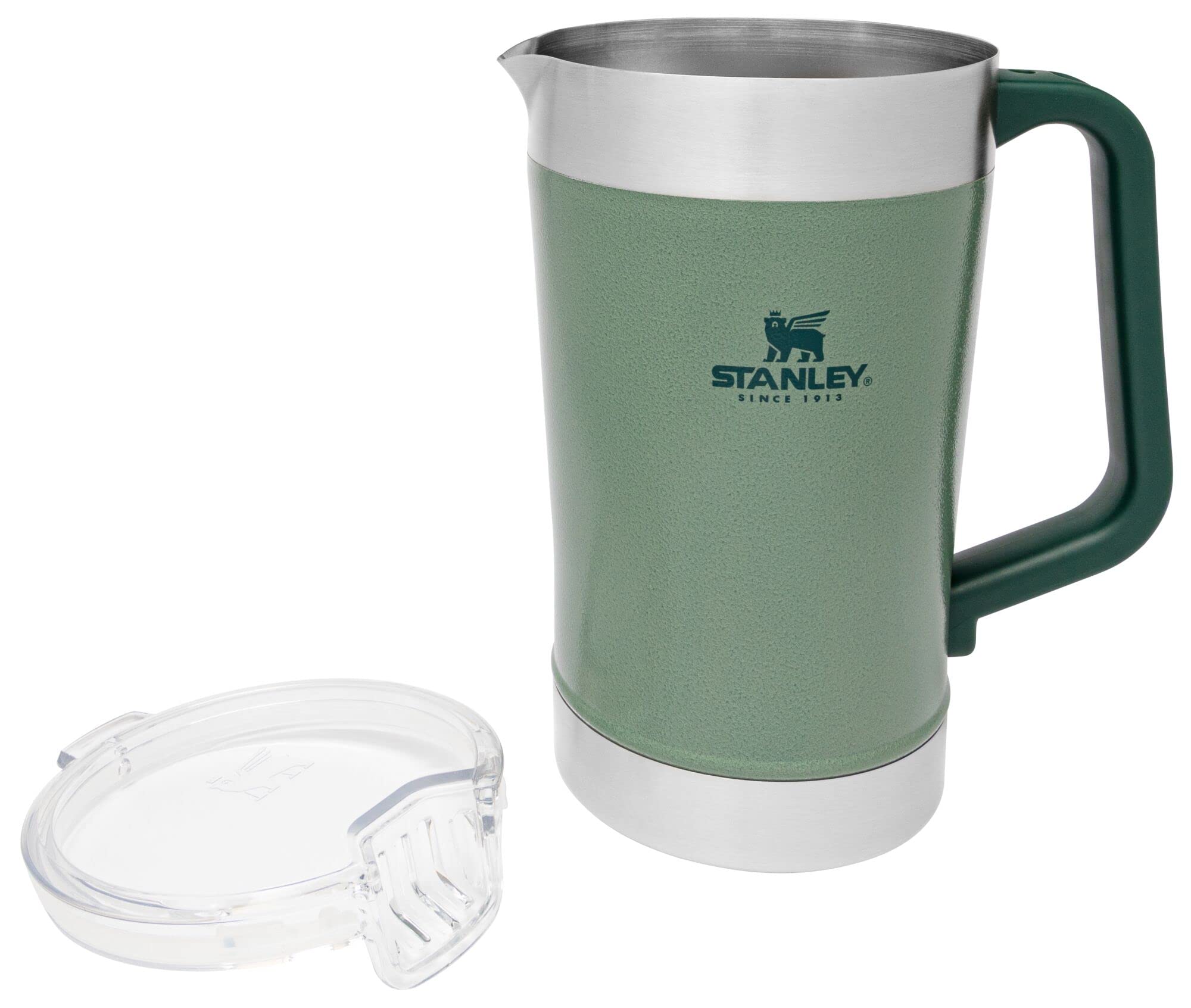 Stanley Stay-Chill Pitcher 64 oz | Cold Water, Beer, and Drink Pitcher with Lid | Large Capacity Durable Beverage Container with Handle | Insulated Stainless Steel | BPA-Free | Hammertone Green