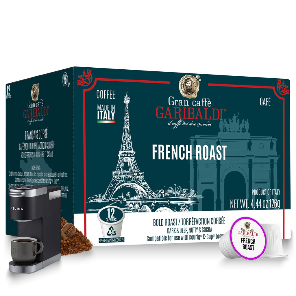 Caffè Garibaldi French Roast Coffee Pods, Dark Roast, 12 Count K Cups