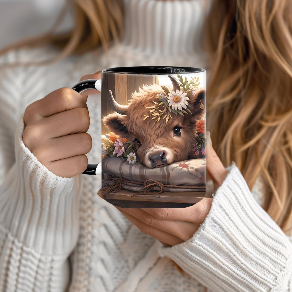 Pfkfo Highland Cow Gifts for Woman, Highland Cow Coffee Mug, Cow Iced Coffee Cup, Western Cows Gifts, Cow Gifts Set for Women Cow Lovers, Cows Drinking cup,11oz Mug
