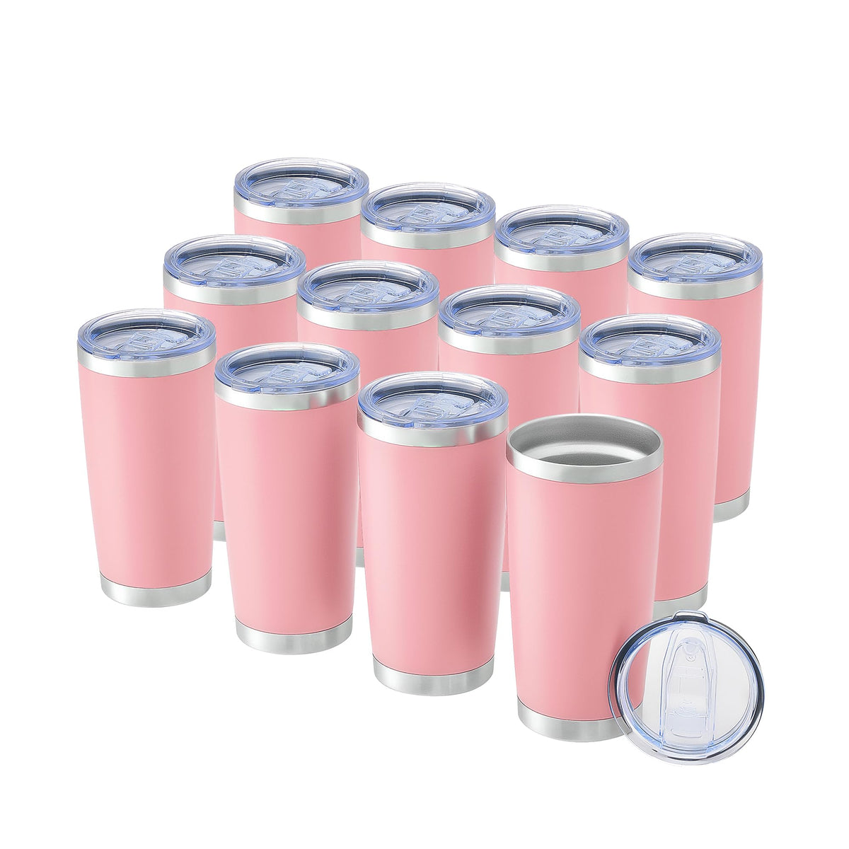 OMTech 20oz Tumbler Bulk, 12 pcs Stainless Steel Insulated Mug, Pink