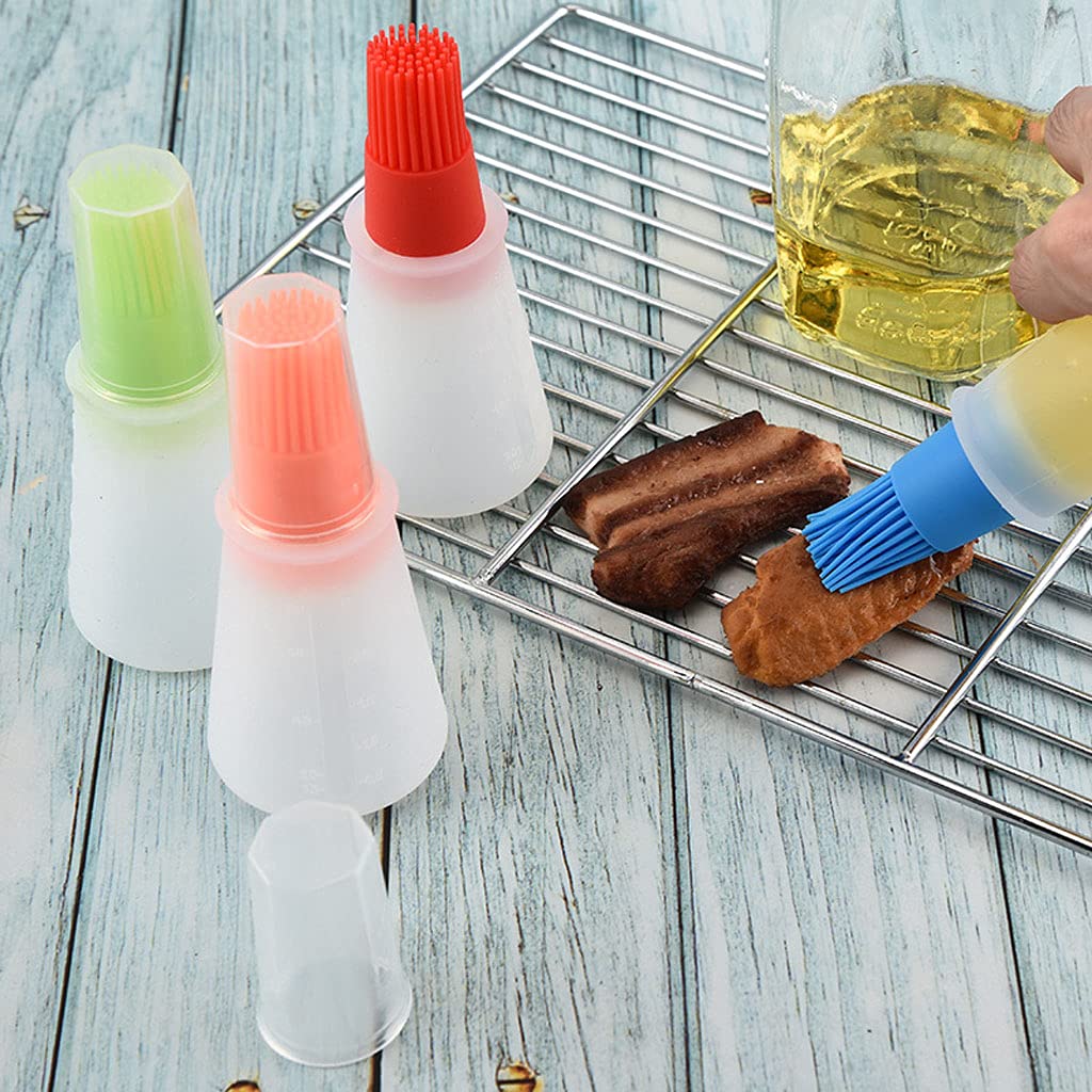 Silicone Oil bottle brush，BBQ/Pastry Basting Brushes,Silicone Cooking Grill Barbecue Baking Pastry Oil/Honey/Sauce Bottle Brush (4 PCS,orange)