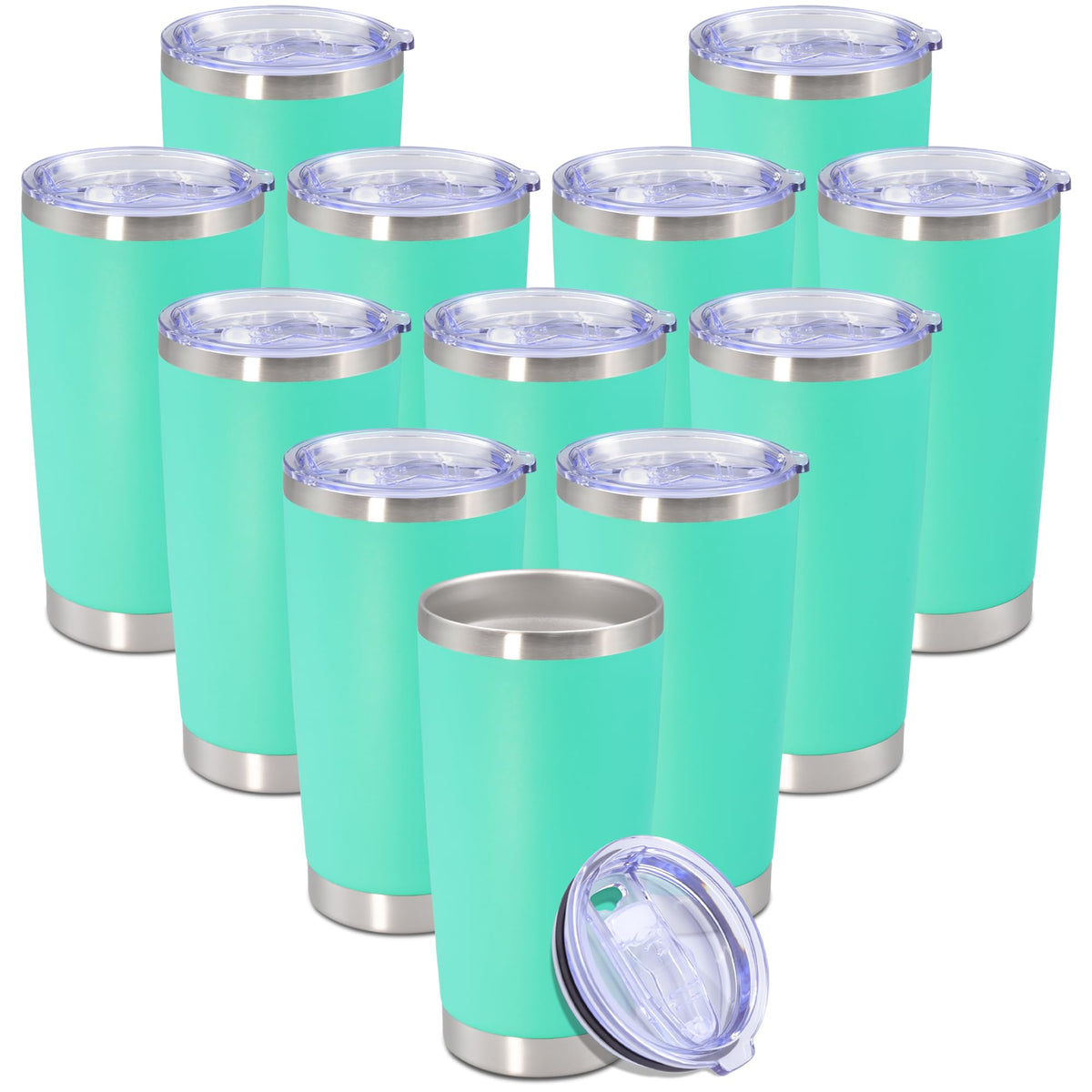 20 oz Tumbler Insulated Tumblers Stainless Steel Coffee Mug,Black 12PCS