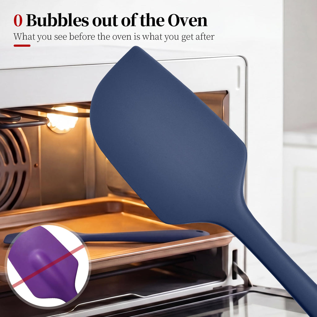 Lilybeam 600ºF Heat Resistant Silicone Spatula Spoonula Set of 2, Blue