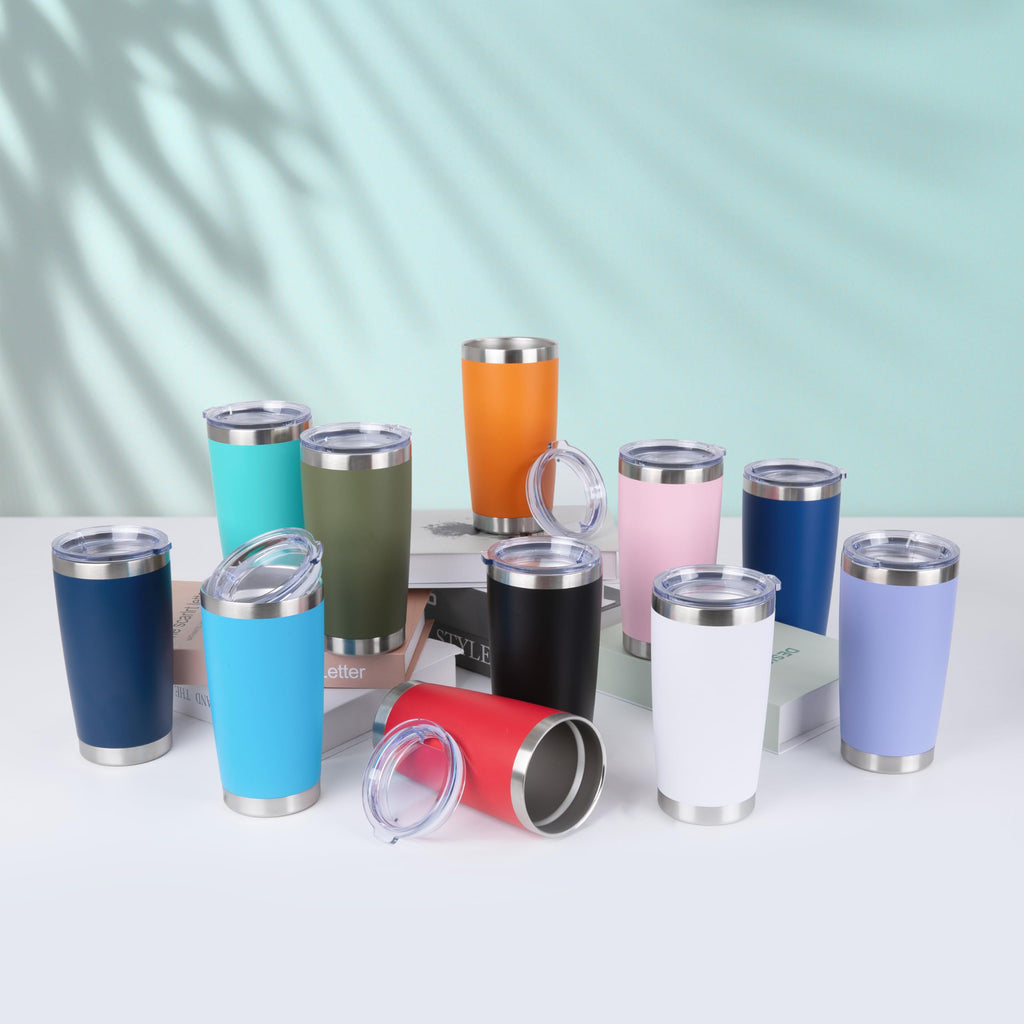 HASLE OUTFITTERS 20oz Stainless Steel Tumblers Bulk, Insulated Travel Cup with Lid, Double Wall Vacuum Coffee Mug for Cold & Hot Drinks 12 Pack, Light Purple