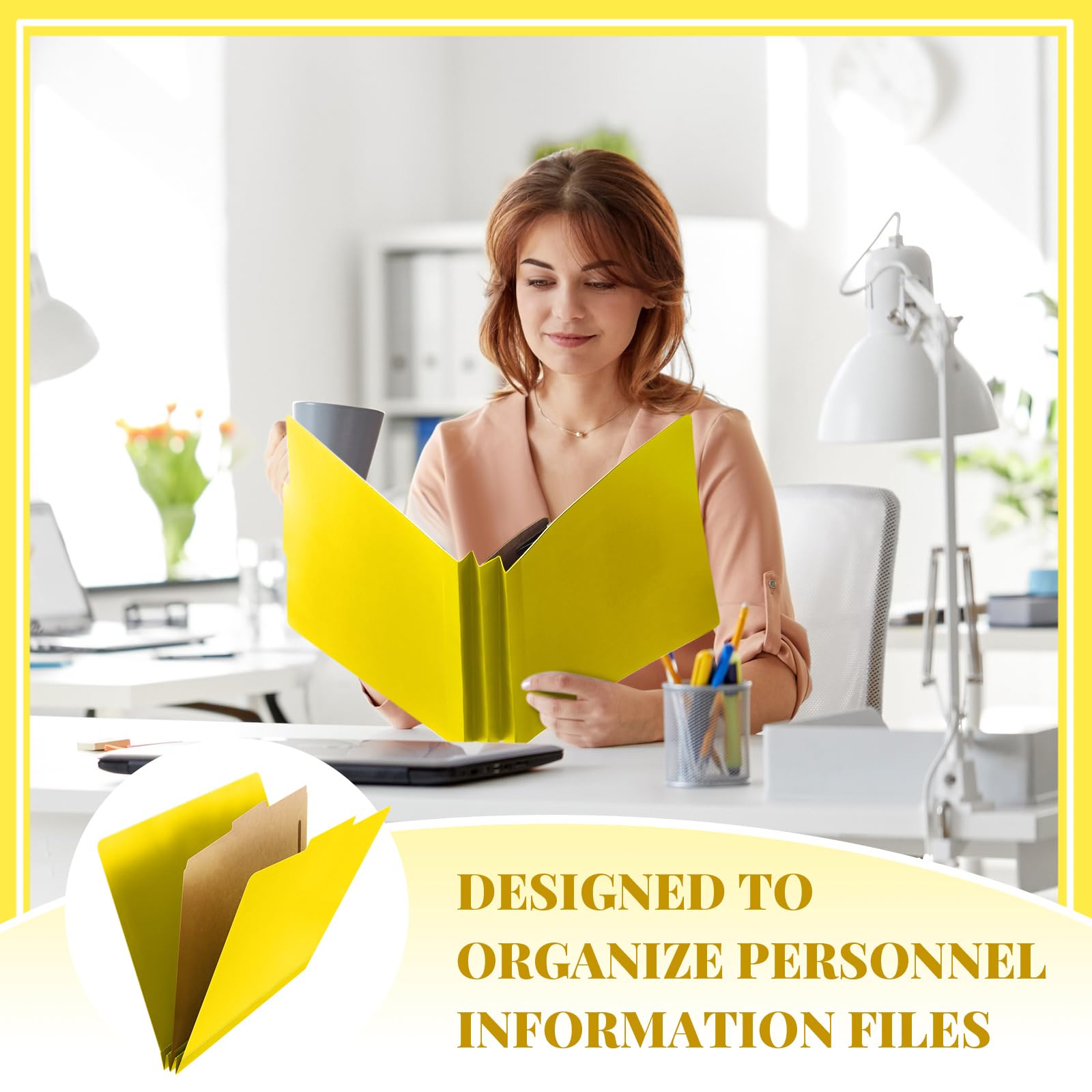Skyygemm 12 Pcs Classification Folder Letter Size, 1 Divider,Yellow