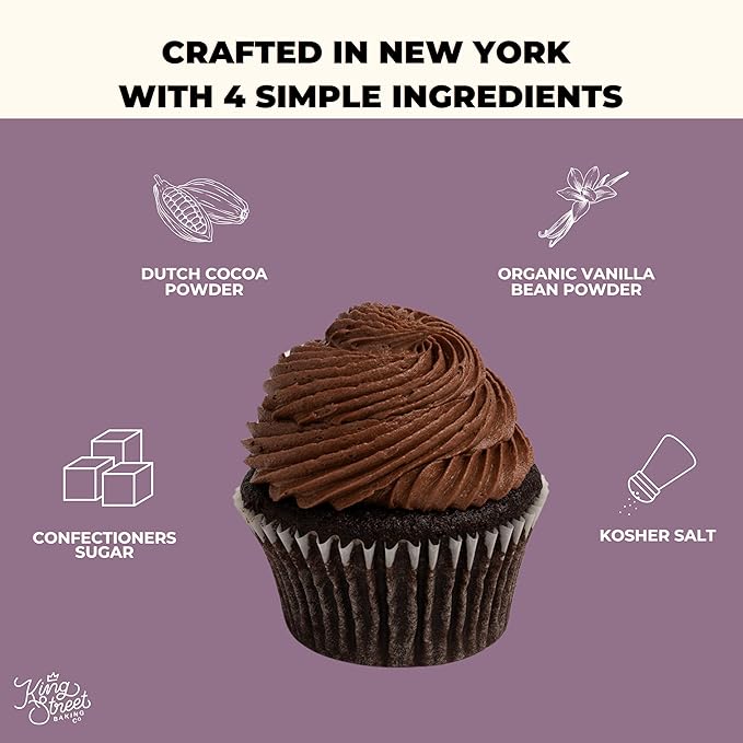 King Street Baking Co Chocolate Frosting Mix - 4 Ingredient Icing for Cake - Real Cocoa, Vanilla - Frosts 12 Cupcakes (3Pack)