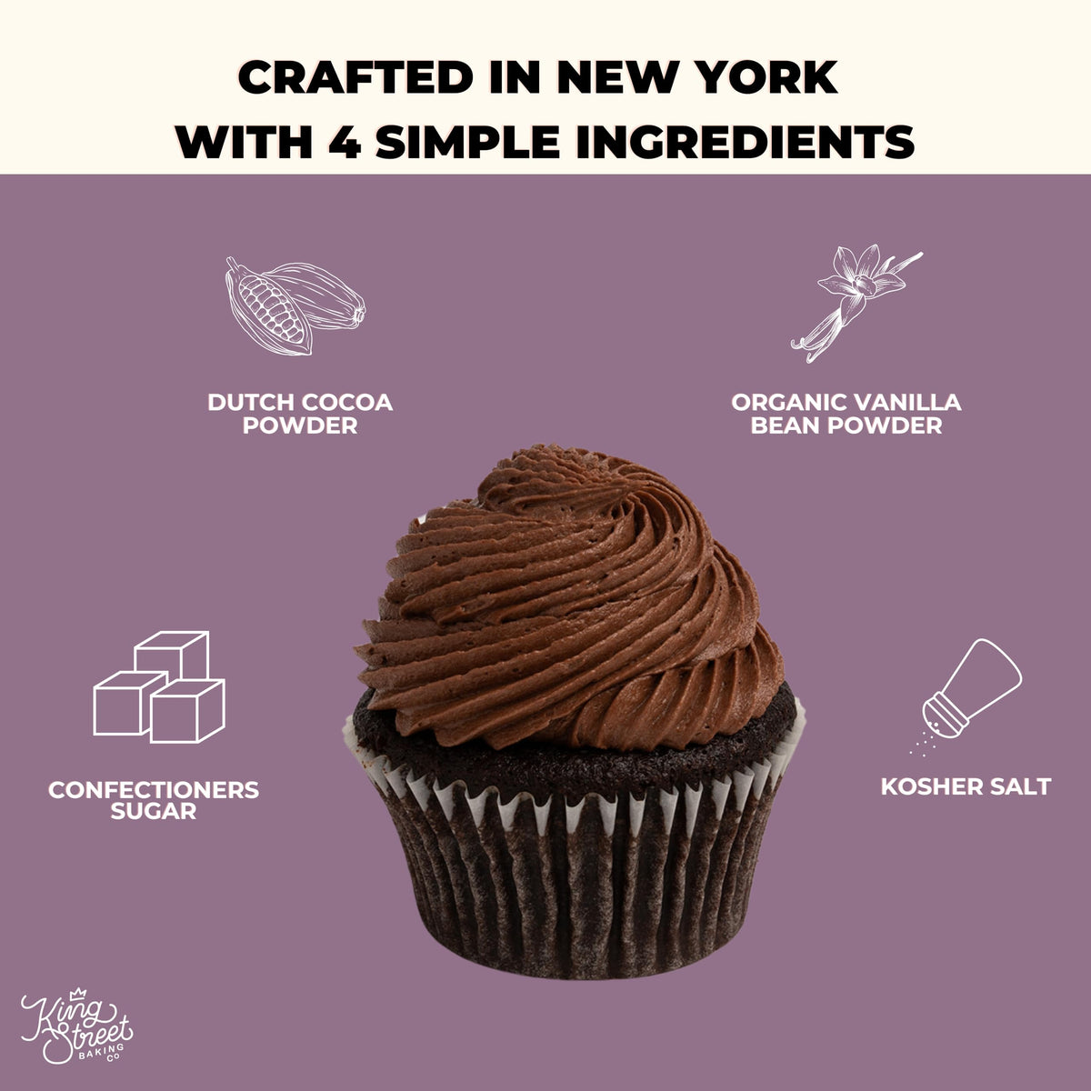 King Street Baking Co Chocolate Frosting Mix: 3 Pack - 4 Ingredient Icing for Cake - Real Cocoa, Vanilla - Frosts 12 Cupcakes