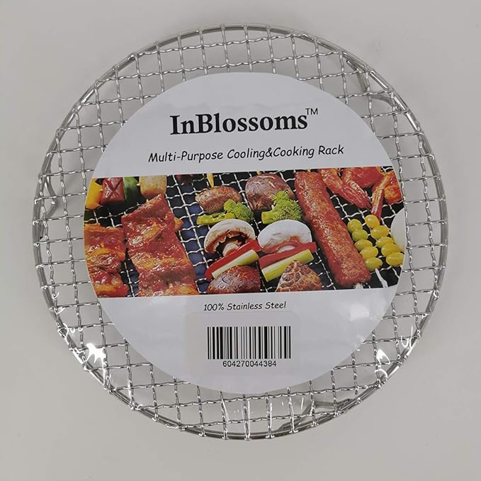 Versatile Round 304 Stainless Steel Cooling Rack Baking,Heat Resistant Rust Proof Sturdy Durable Dia 9.5"