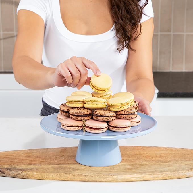 The Cake Stand -10" Ceramic Pedestal Cake Stand with Gloss Finish - Modern Display for Cakes, Cupcakes, Cookies & More - Perfect for Weddings, Birthdays & Baby Showers (White)