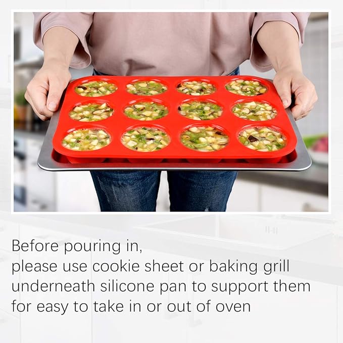 Silicone Muffin Pan Set - Mini 24 Cups, Regular 12 Cups Cupcake Pan, Jumbo 6 Cups Muffin Pan Silicone Bakeware for Baking Set of 3
