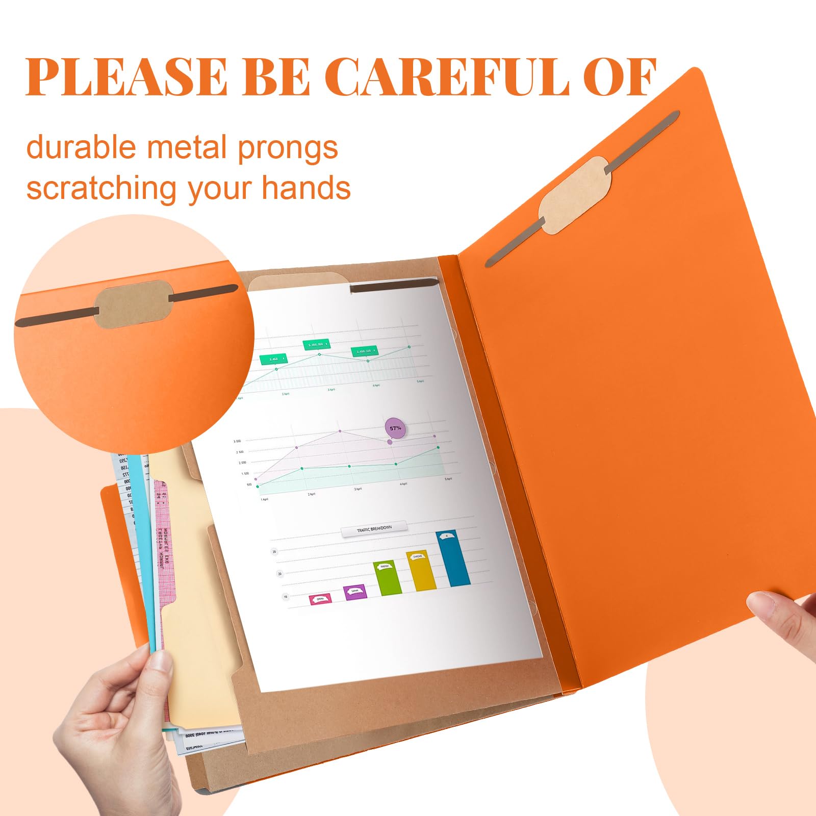 24 Pcs Skyygemm Classification Folder Letter Size, 2 Pocket File,Orange