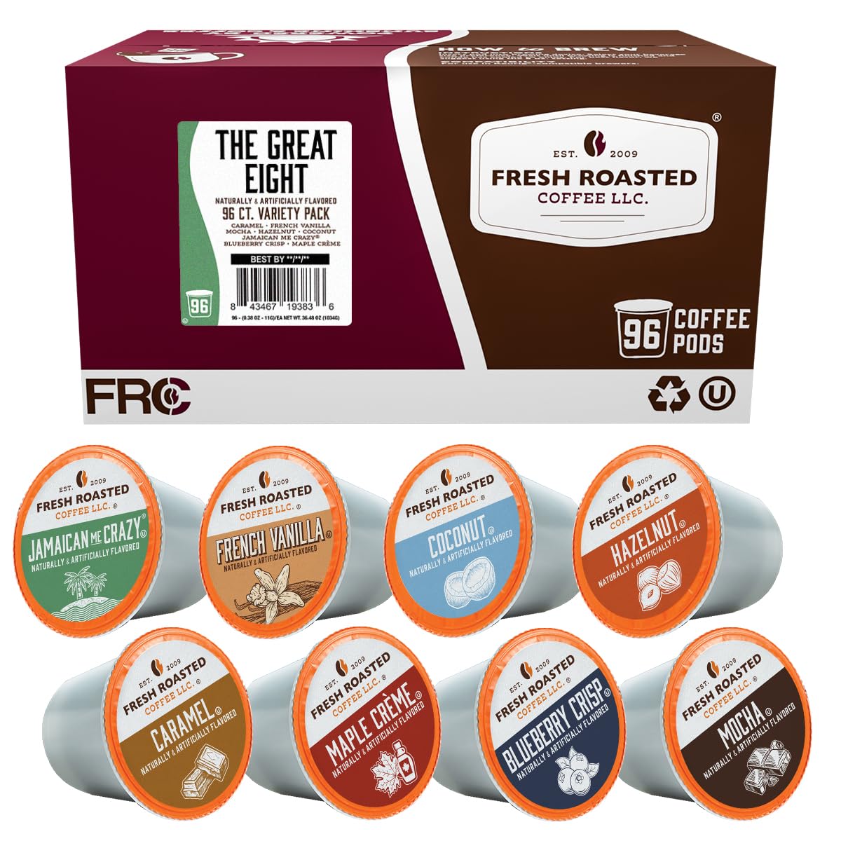 Fresh Roasted Coffee, Breakfast Blend Flavored K-Cup Pods for Keurig Brewers, Light Roast, Kosher, 96 Count Loose Pack