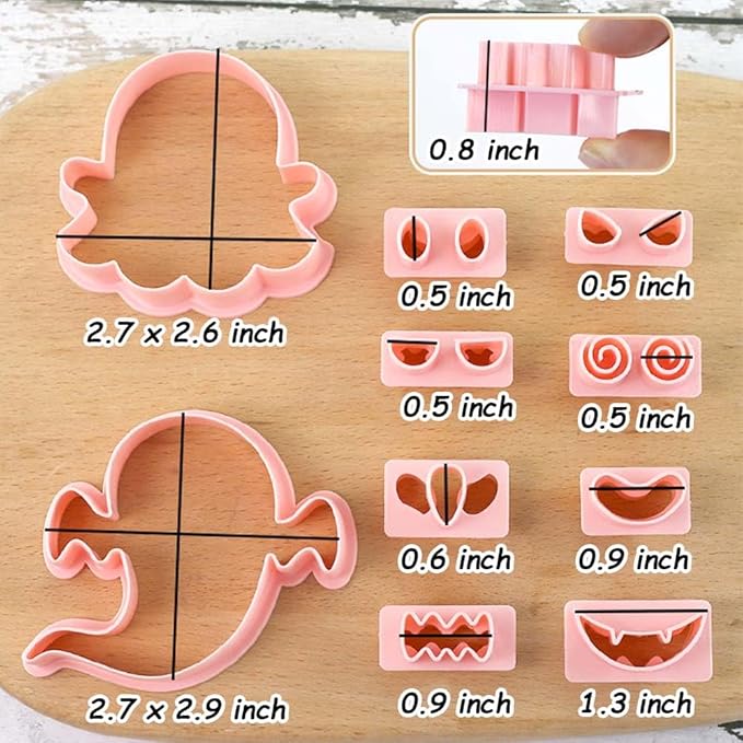 Mini Ghost Cookie Cutters, DIY 3d Halloween Raised Design Cookie Stamps, Cookie Cutter Set suitable for Frosting Decoration, Mini Gingerbread Pie Molds, Day of The Dead Decorations (Ghost)