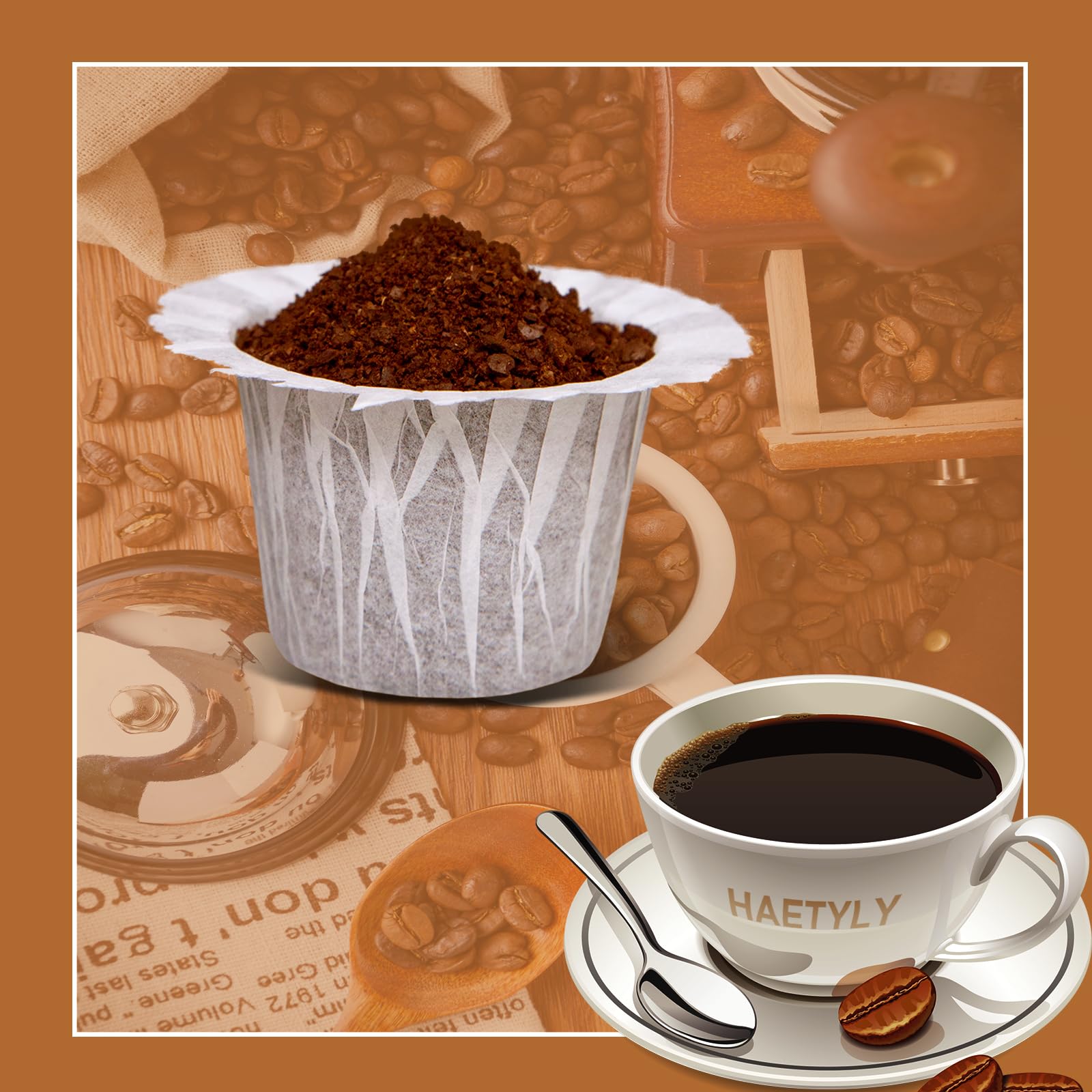 Irmidi 600 Count Disposable Paper Coffee Filters with 4 Pack Reusable K Cups, Compatible with Keurig 2.0 and 1.0 Coffee Maker