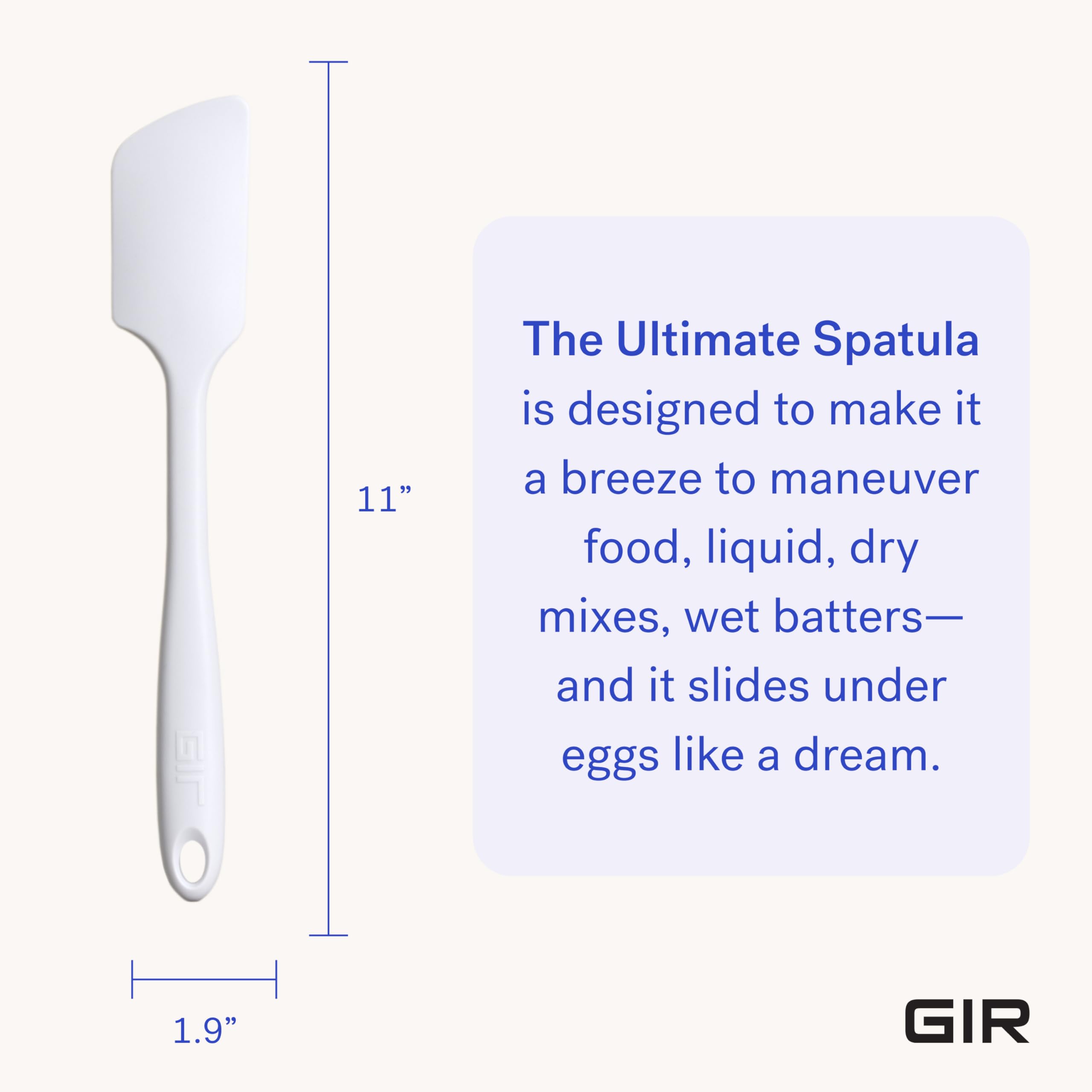 GIR: Get It Right Silicone Kitchen Spatula - Non-toxic Cooking Utensils for Nonstick Cookware, Cooking and Baking, Ultimate - 11IN - Studio White