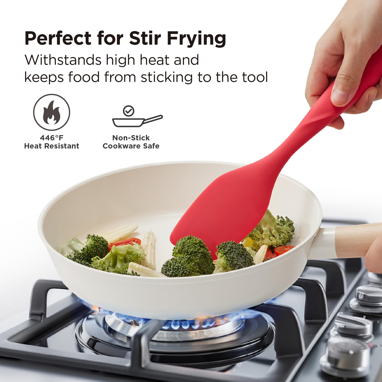 Kitchen Mama WaltzGrip Platinum Silicone Scraping Spatula, Red