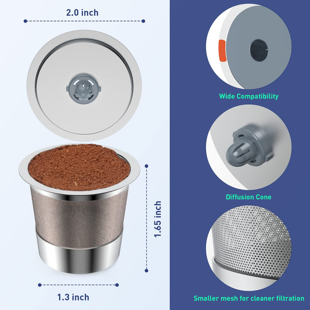 Reusable K Cups for keurig | reusable coffee pods for Keurig 1.0 & 2.0 Single Cup Coffee Makers, stainless steel reusable k cup keurig filter replacement (3pack)
