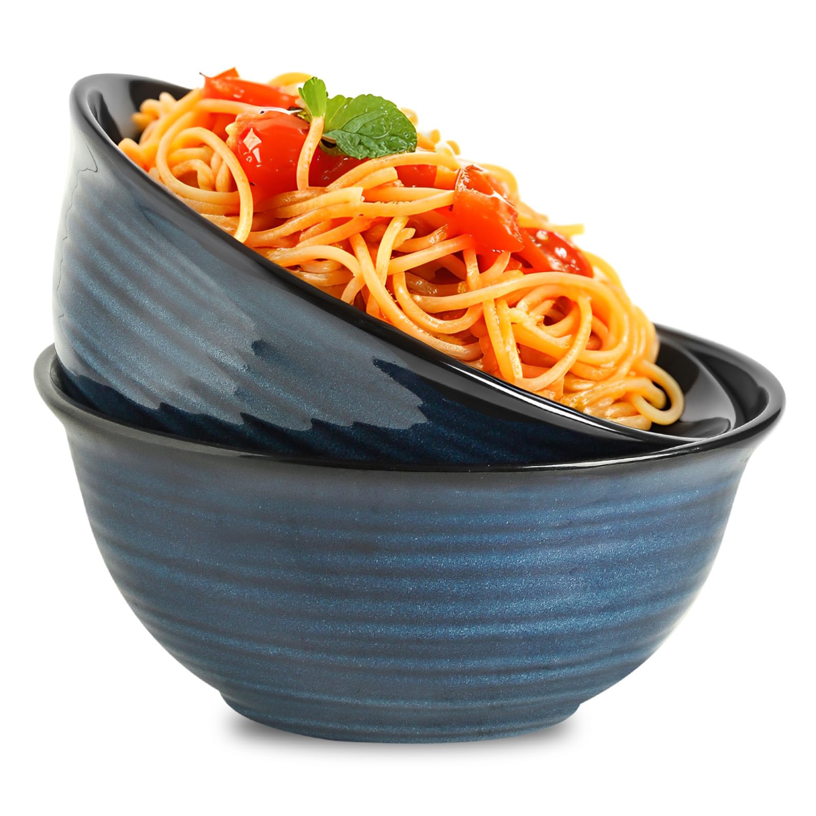 MEKY Serving Bowls, 84 Ounce Mixing Bowl Set of 2, 9 Inch Large Ceramic Salad Bowls for Kitchen, Perfect for Cooking Baking Soup Pasta Fruit and Popcorn, Microwave and Dishwasher Safe, Blue