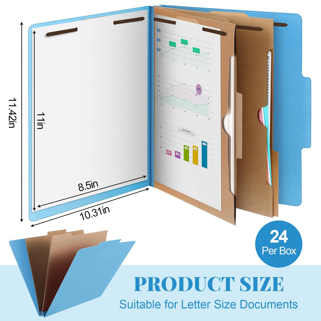 24 Pcs Skyygemm Classification Folder Letter Size, 2 Pocket File,Blue