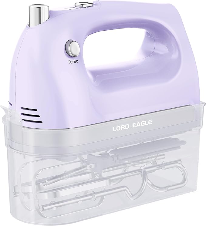 Lord Eagle Hand Mixer Electric 400W, 5 Speed handheld Mixer, 5 Stainless Steel Accessories for Baking Cake Egg Cream Food Beater, Turbo Boost/Self-Control Speed + Eject Button