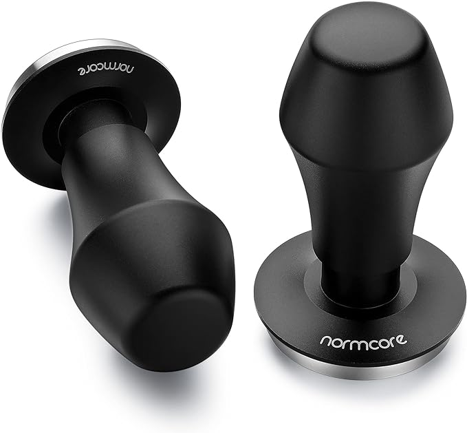 Normcore 58mm Coffee Tamper - V4 Spring-loaded Tamper with Stainless Steel Flat Base - 15lb / 25lb / 30lbs Replacement Springs - Anodized Aluminum Handle and Stand - Fits 58mm Standard Baskets