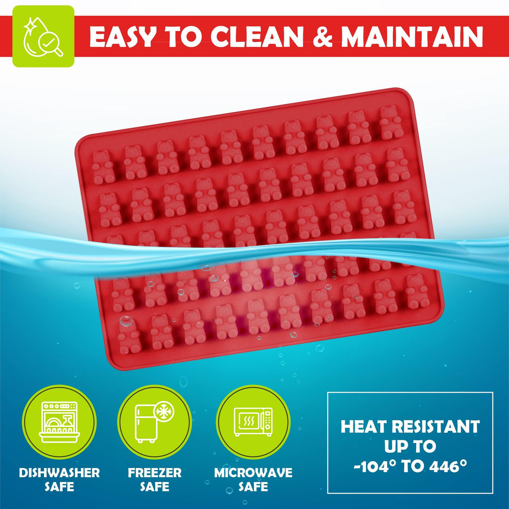 RUGVOMWM Gummy Bear Silicone Candy Molds - Set of 4 Gummy Bear Mold Trays with Dropper, Fun Making Gummy Bears with Non Stick Silicone Candy Molds, Perfect Silicone Molds for Gummy Bear Candy…