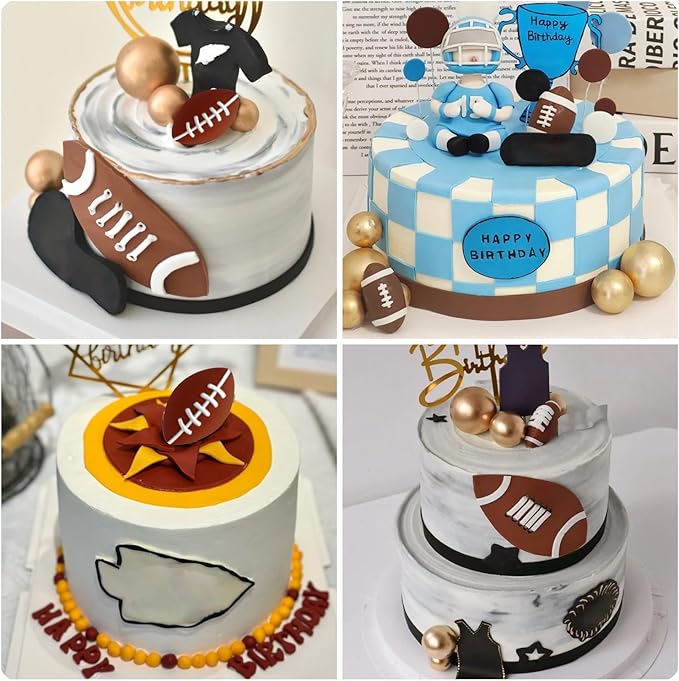 Mujiang Ball Silicone Molds Rugby Football Fondant Molds Sports Theme Molds For Cake Decorating Chocolate Gum Paste Candy Polymer Clay Set Of 3