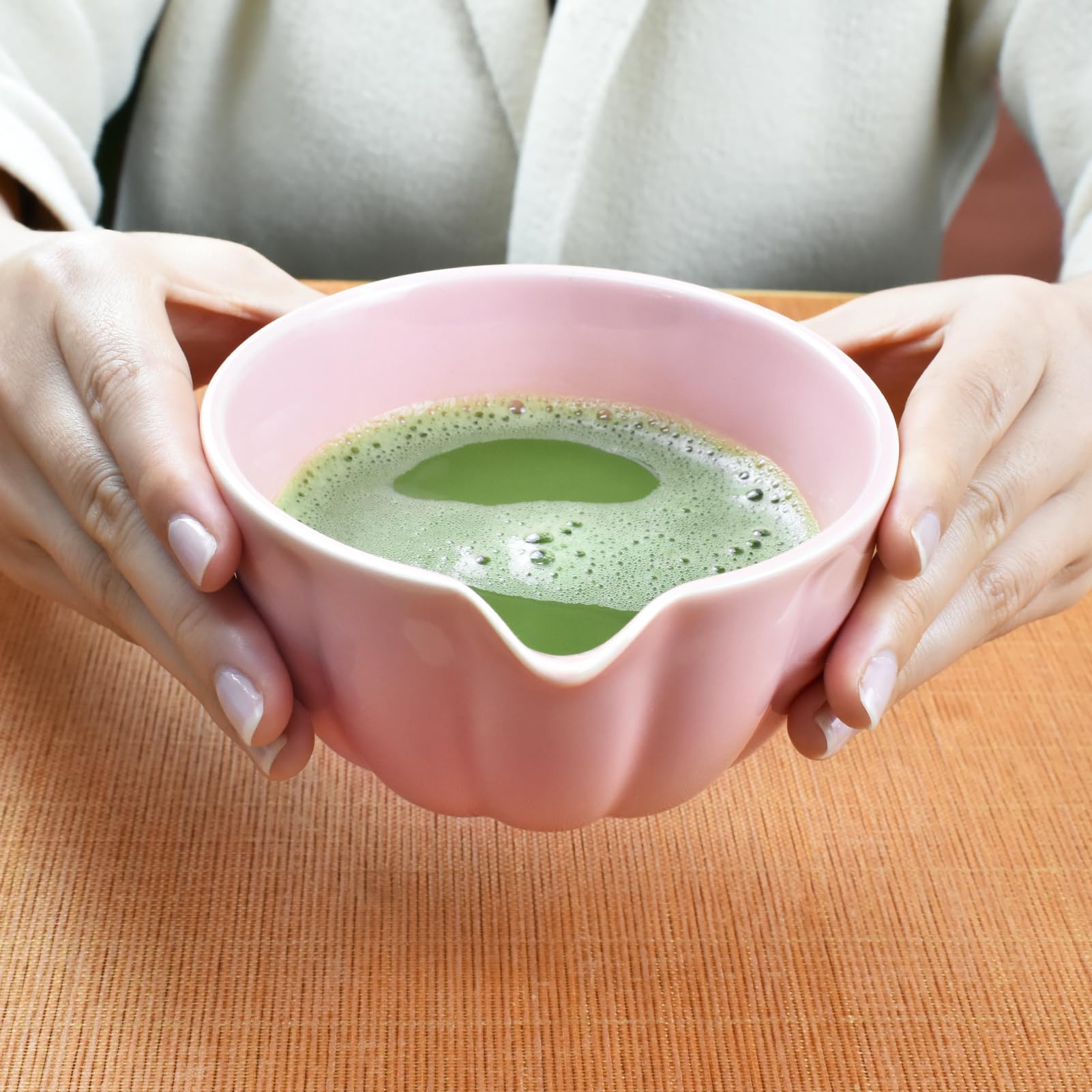 Artcome 4 Pcs Japanese Matcha Tea Set - Matcha Bowl with Pouring Spout, Matcha Whisk, Tea Scoop, Whisk Holder, Handmade Matcha Ceremony Kit For Japanese Tea Ceremony, Rose